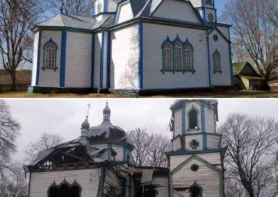 Church of the Nativity of the Blessed Virgin destroyed in Viazivka (Ukraine, March 2022)
