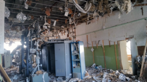 Russian bombing at Kramatorsk radio station in Ukraine, 2022