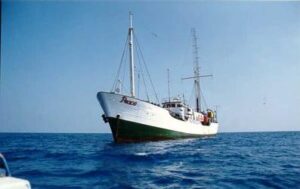 The Voice of Hope radio Ship off the coast of Palestine and Israel