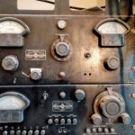 Old radio signal modulation carrier monitor. Much modern digital equipment is used today for optimizing shortwave and long-distance medium wave (AM) broadcasting